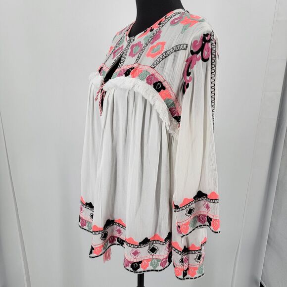 Nylon Apparel Swing Top Women's Small Open Front Embroidered Floral - Picture 5 of 15